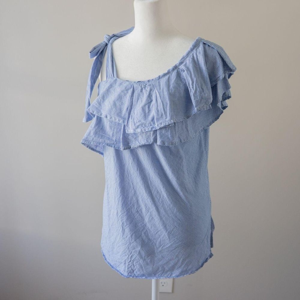 Cremieux Women's Blue and White Blouse